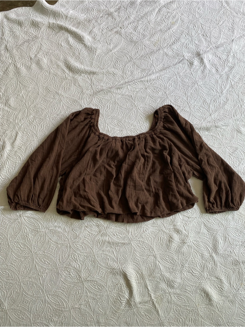 We The Free Brown Brown Long Sleeved Crop Top